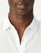 Camisa SLIM blanca 100 % lino Hombre-4