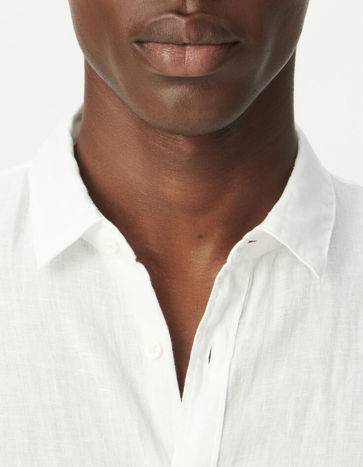 Camisa SLIM blanca 100 % lino Hombre-4