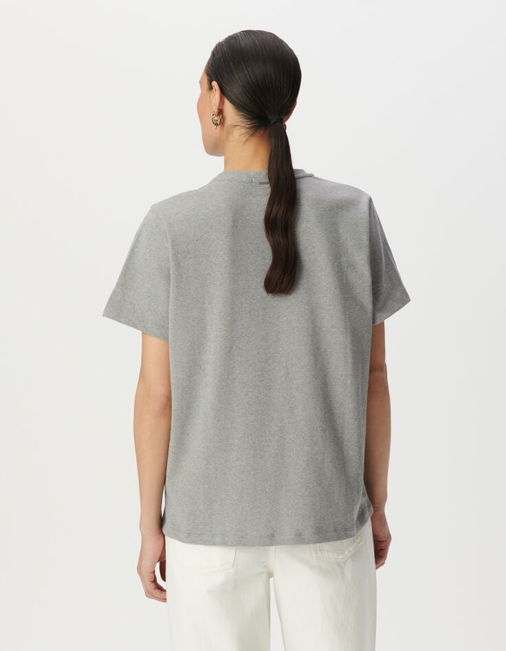 Grey short-sleeved T-shirt with slogan-3 Grey short-sleeved T-shirt with slogan-3