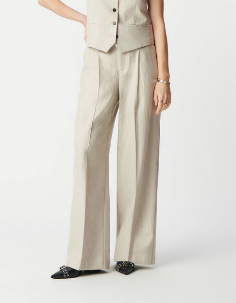 Pantalon de costume gris motif rayures lurex Femme - IKKS