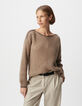 Sesame knit sweater with lurex details Women's neckline-3