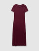 Langes bordeauxrotes Mädchen-T-Shirt-Kleid-4