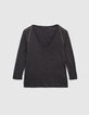 Zwart T-shirt in foil-linnen sieraadstuds dames-6