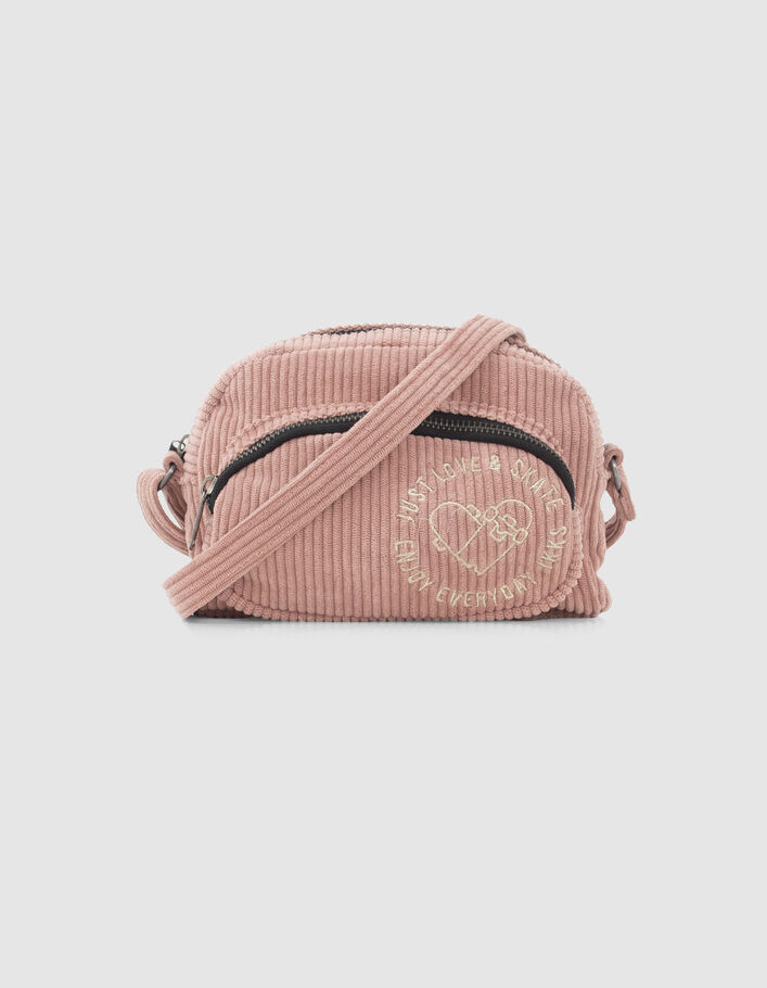 Roze handtas ribfluweel meisjes-2