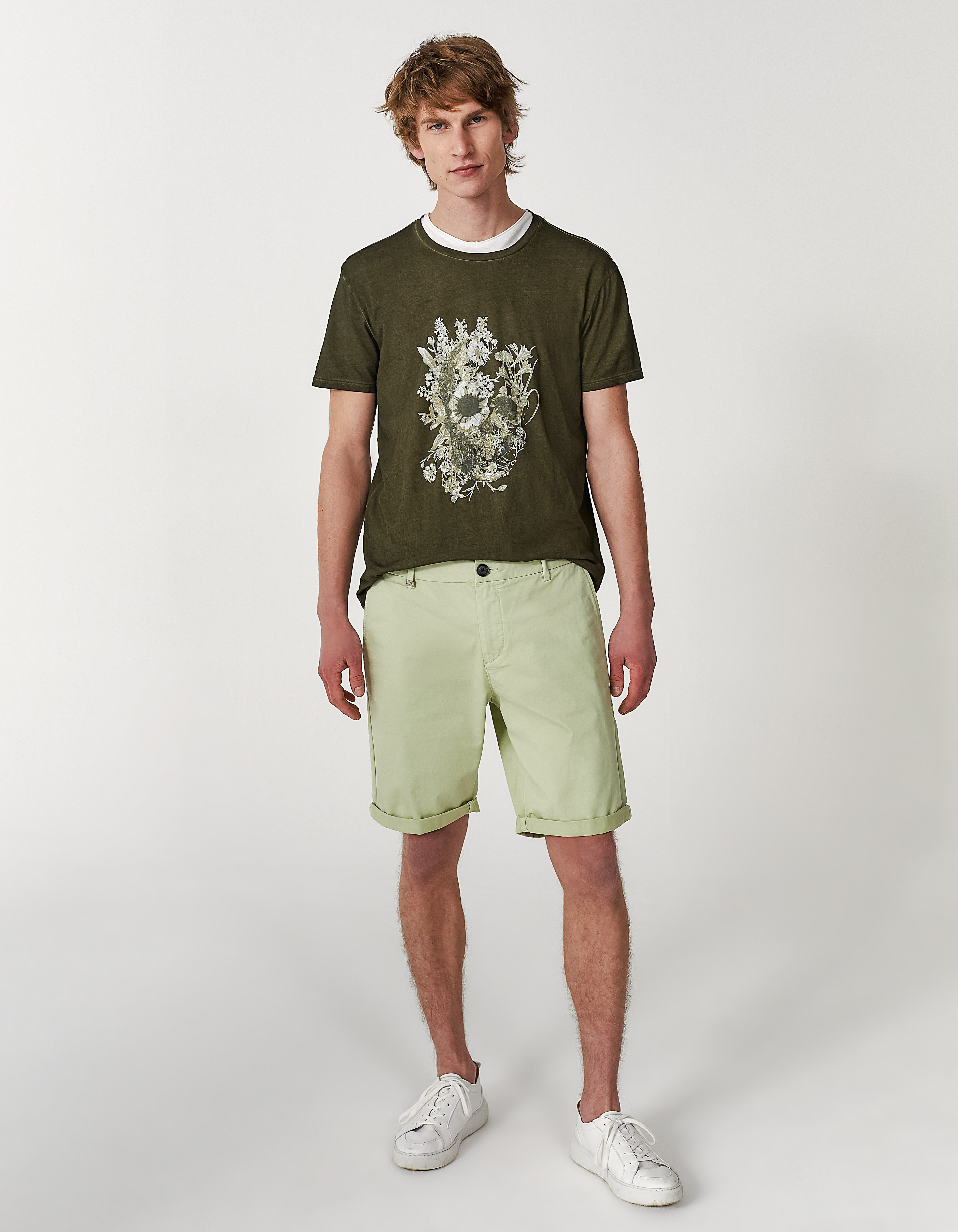 Men s celadon TAPERED chino Bermudas IKKS