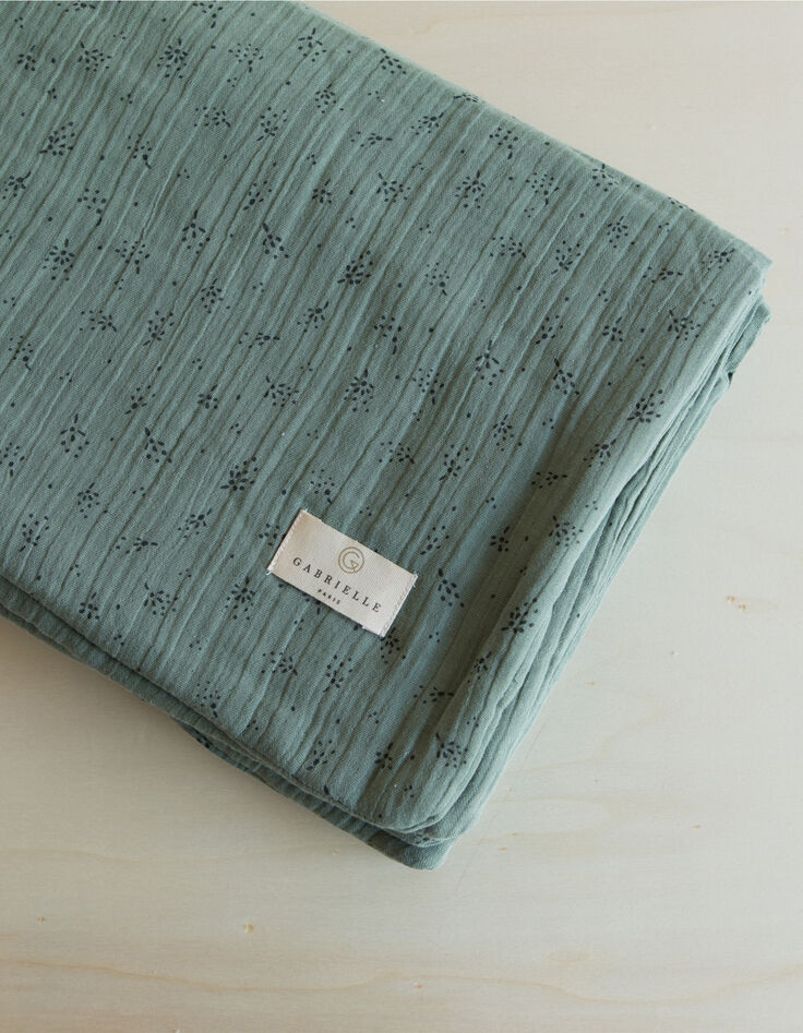 Colcha verde gasa de algodón bio invierno GABRIELLE PARIS-2 Colcha verde gasa de algodón bio invierno GABRIELLE PARIS-2