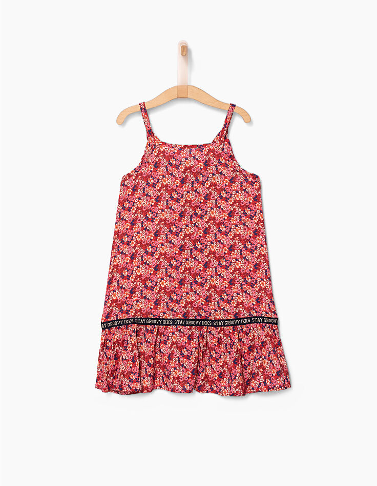 Vestido 2 en 1 naranja con flores y camiseta niña-4
