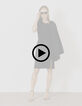 Robe noire fendue maille Milano Femme-9