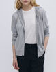 Women’s grey glittery knit hooded cardigan-1