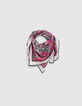 Pañuelo cuadrado fino fucsia bandana floral mujer-1
