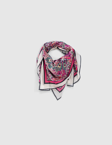 Pañuelo cuadrado fino fucsia bandana floral mujer - IKKS