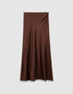 Jupe midi marron satiné Femme-5