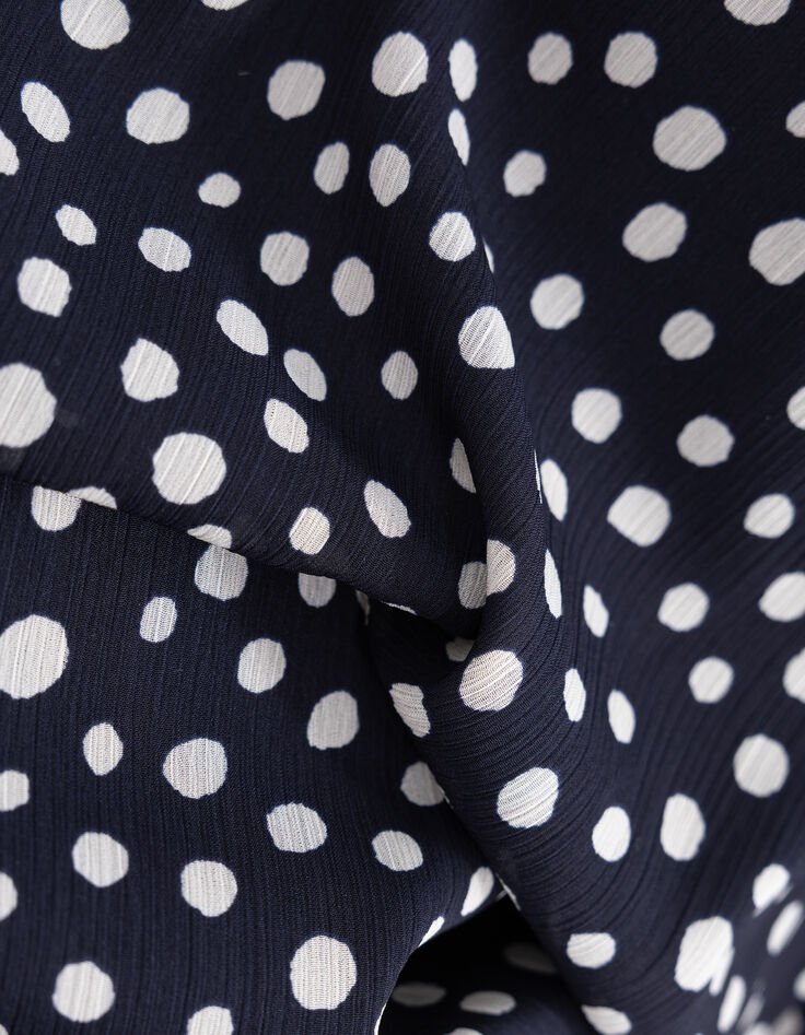 Blouse fluide marine motif pois manches ballon Femme-6