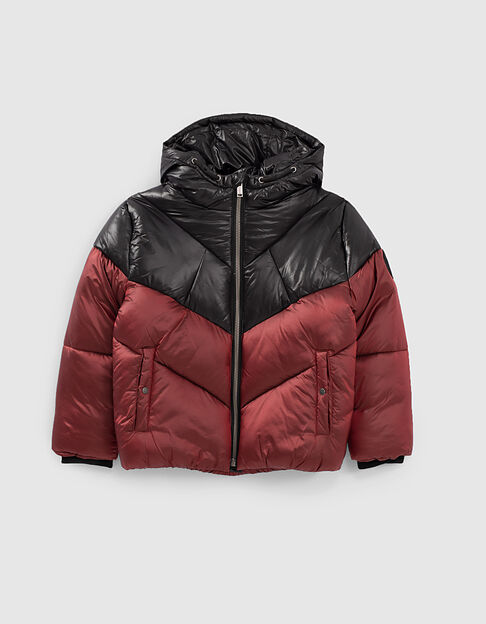 Boys’ colour block black/mid-red padded jacket