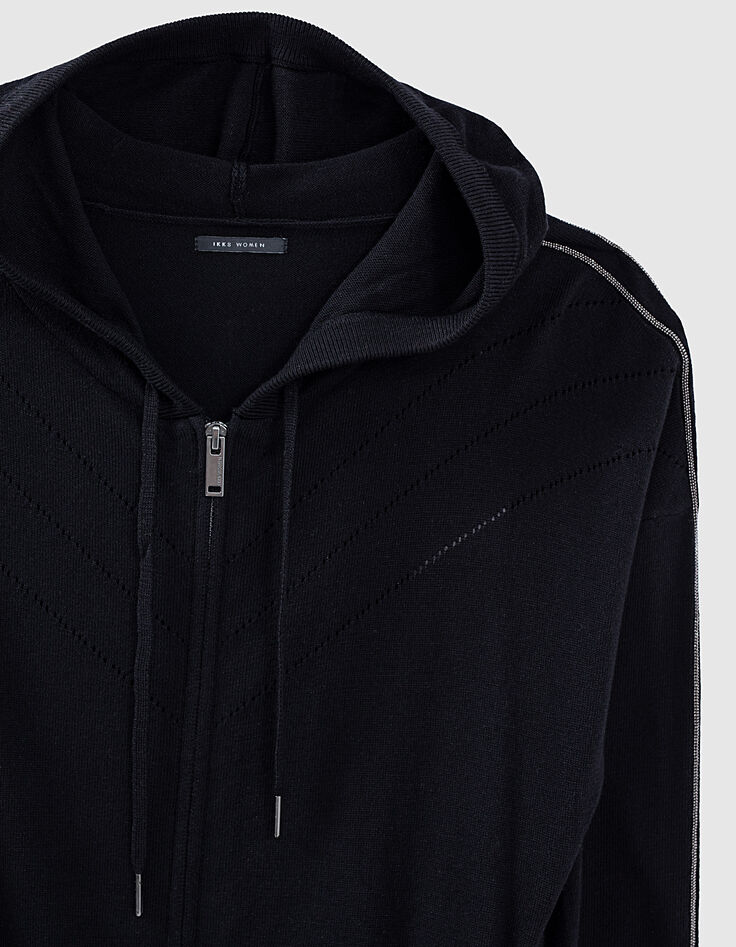 Zwart vest met kap sierdetails dames-2