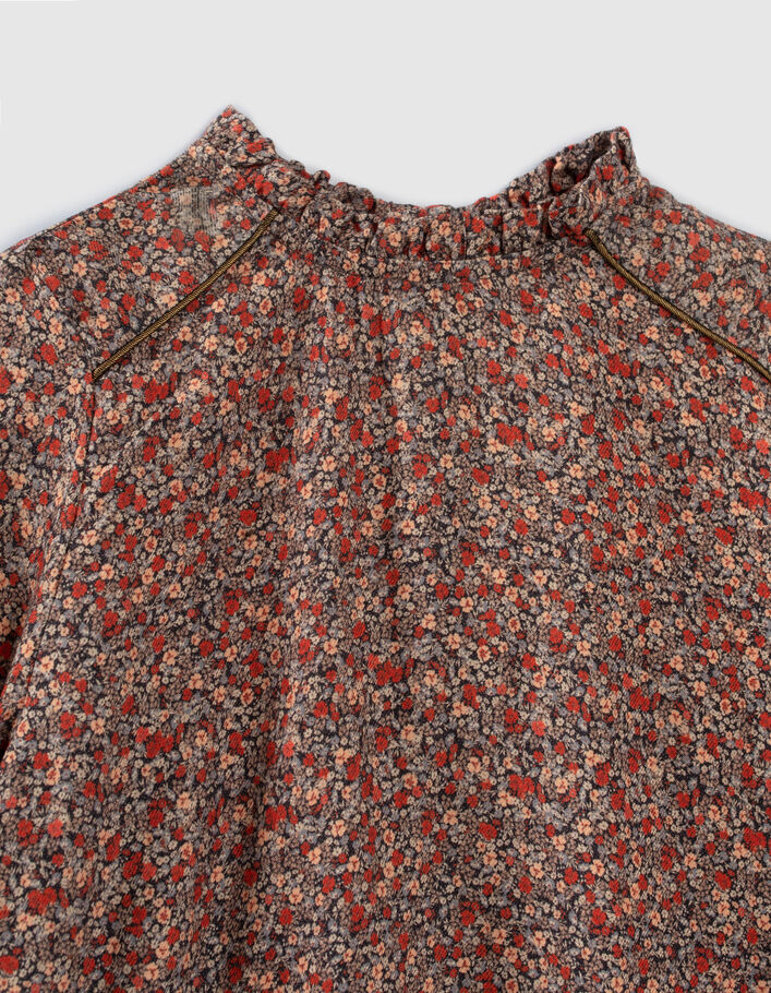 Girls’ navy micro-flower print blouse - IKKS
