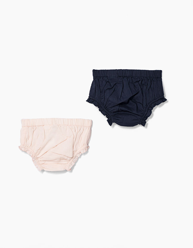 Bloomers rose et navy bébé fille-3