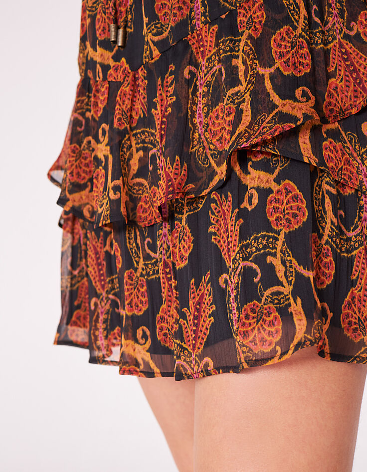 Jupe courte en voile imprimé fleur des sables femme-5