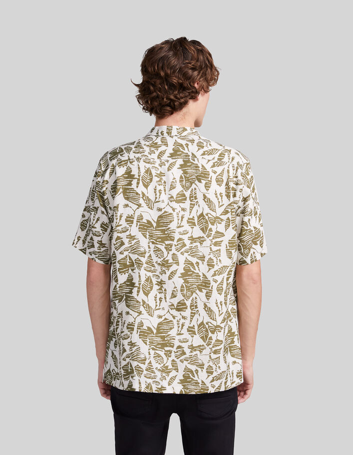 Men’s khaki REGULAR shirt with ethnic motifs - IKKS