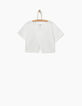 Tee-shirt cropped blanc cass&eacute; &agrave; palmiers fille-4
