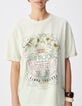 Tee-shirt vert coton bio visuel affiche fleurs Femme-4