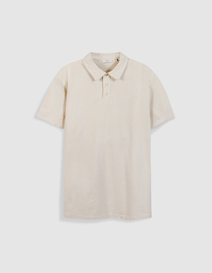 Polo beige motif rayures &eacute;ponge Homme-6