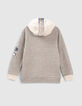 Boys’ grey and beige cardigan with visor hood-2