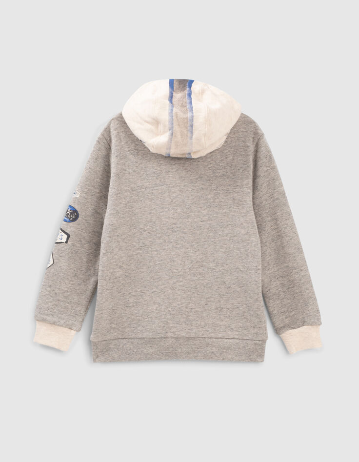 Boys’ grey and beige cardigan with visor hood-2