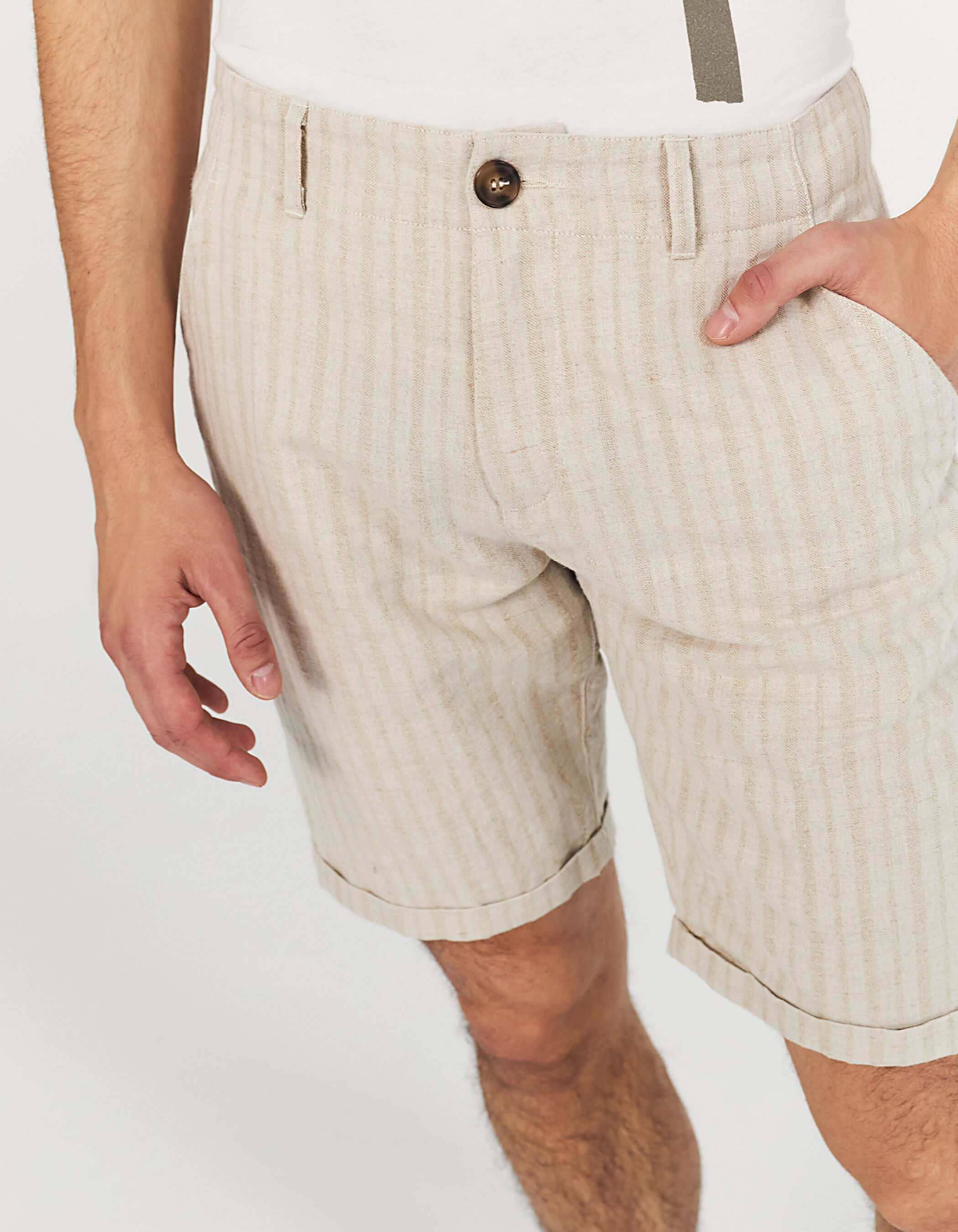 Bermudas SLIM rayas tiza lino mezcla Hombre