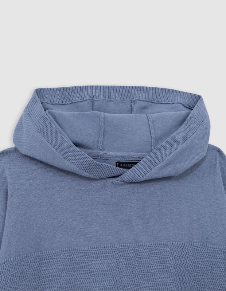 Pull bleu tricot bandes fantaisie garçon-2 Pull bleu tricot bandes fantaisie garçon-2