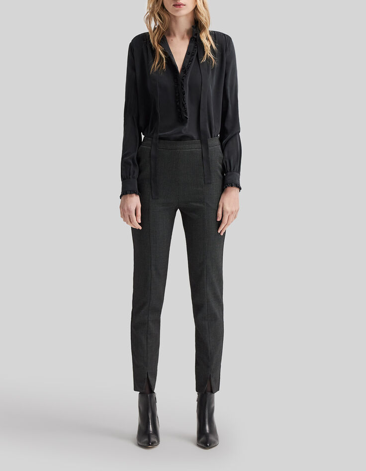 Pantalon de costume slim noir faux-uni 7/8ème Femme-1