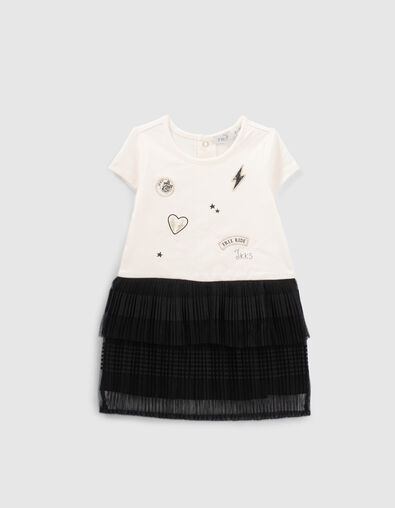 Baby girls’ ecru/black tulle mixed-fabric dress - IKKS