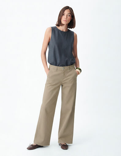 Chino large beige coton Femme - IKKS