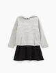 Robe gris chiné moyen avec sweat à rayures sequins fille-2
