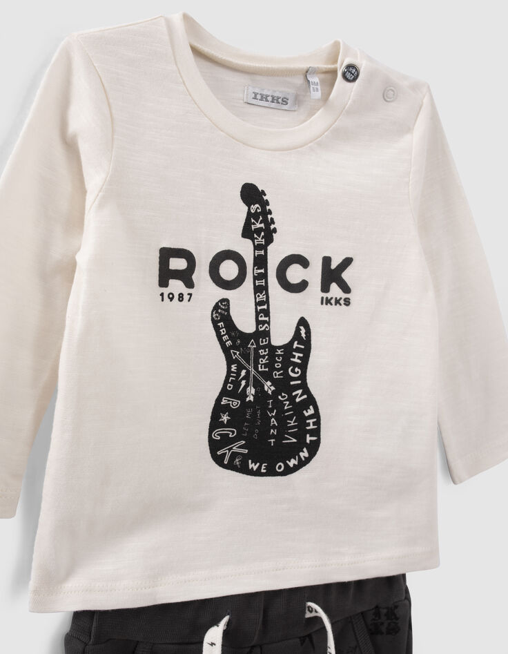Baby boys' organic grey joggers and ecru T-shirt outfit-3 Baby boys' organic grey joggers and ecru T-shirt outfit-3