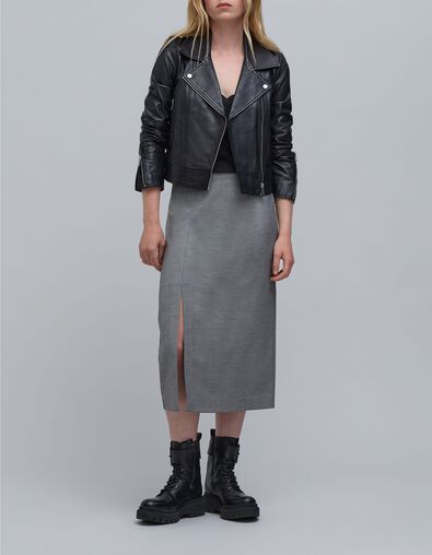 Jupe crayon grise faux-uni Femme - IKKS