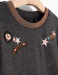 Sweat gris et cuivré brodé fille-3