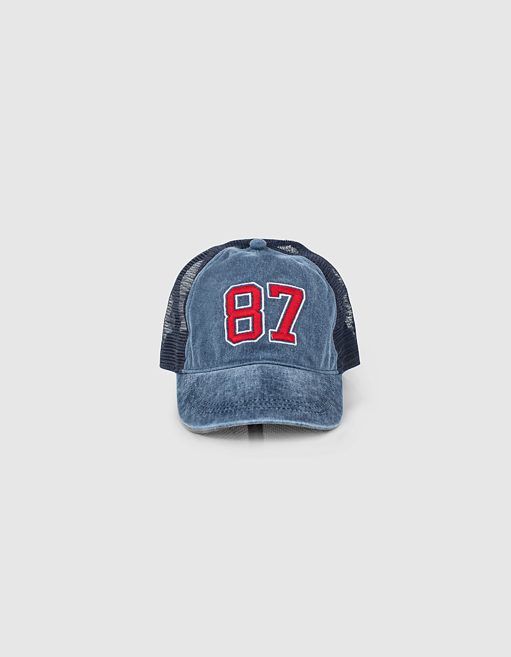 Boys navy cap with embroidered 87