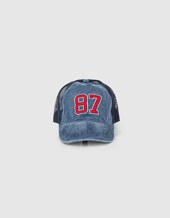 Boys’ navy cap with embroidered 87