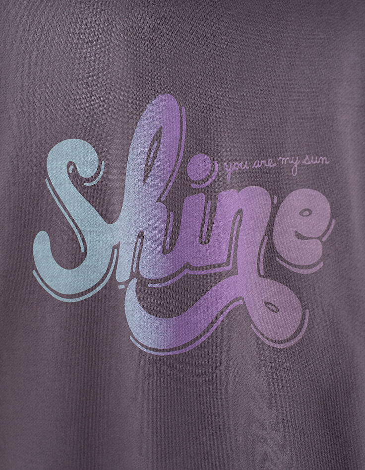 Robe-sweat gris de lin à capuche et message fille-4