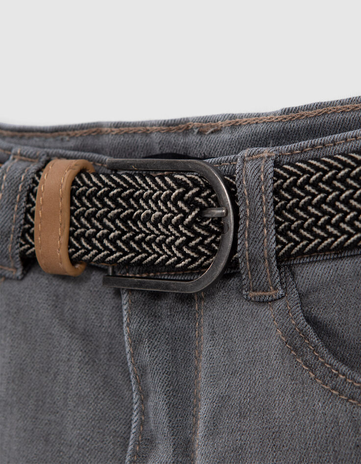 Boys’ grey SLIM jeans with woven belt-7