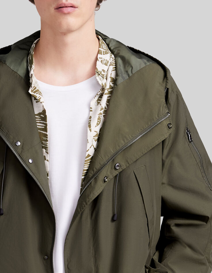 Parka kaki nylon fa&ccedil;on parachute Homme-5