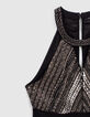 Vestido largo negro plastrón bordado cuentas metal mujer-7