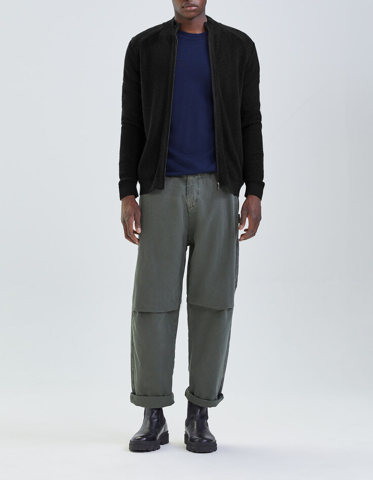 C&aacute;rdigan negro punto cuello camionero Hombre-7