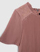 Girls’ pink pleated dress with embroidered shoulders-6