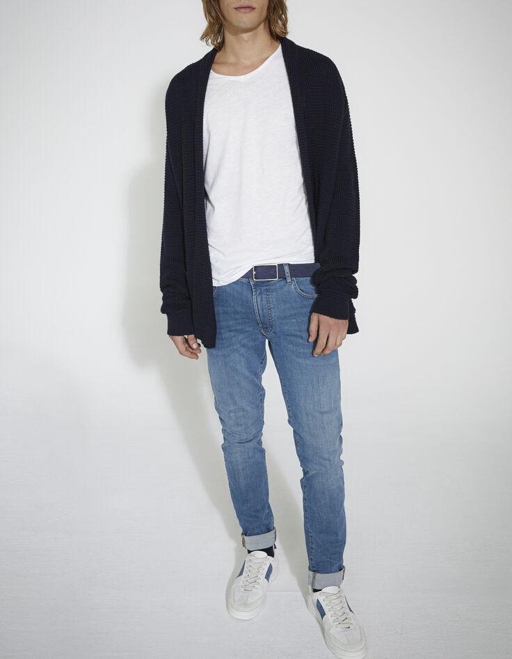 Cardigan marine tricot &agrave; col ch&acirc;le Homme-7