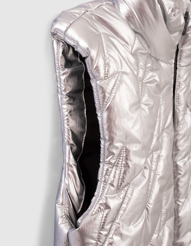 Girls&rsquo; silver quilted lightning bodywarmer-6
