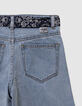 Wijde blauwe jeans met afneembare riem met print meisjes-6