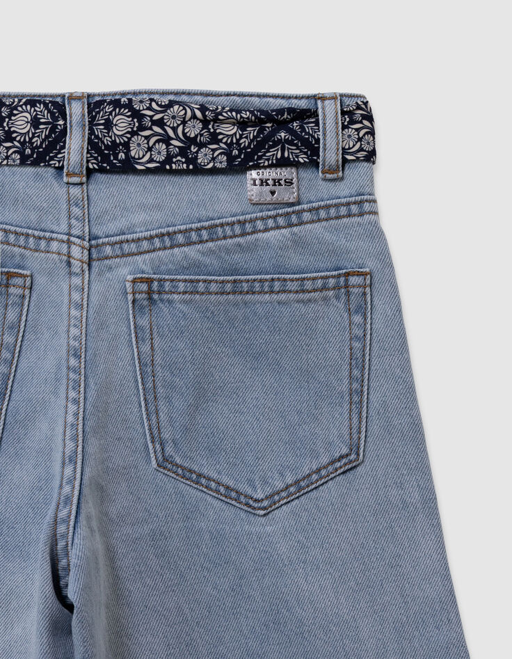 Wijde blauwe jeans met afneembare riem met print meisjes-6