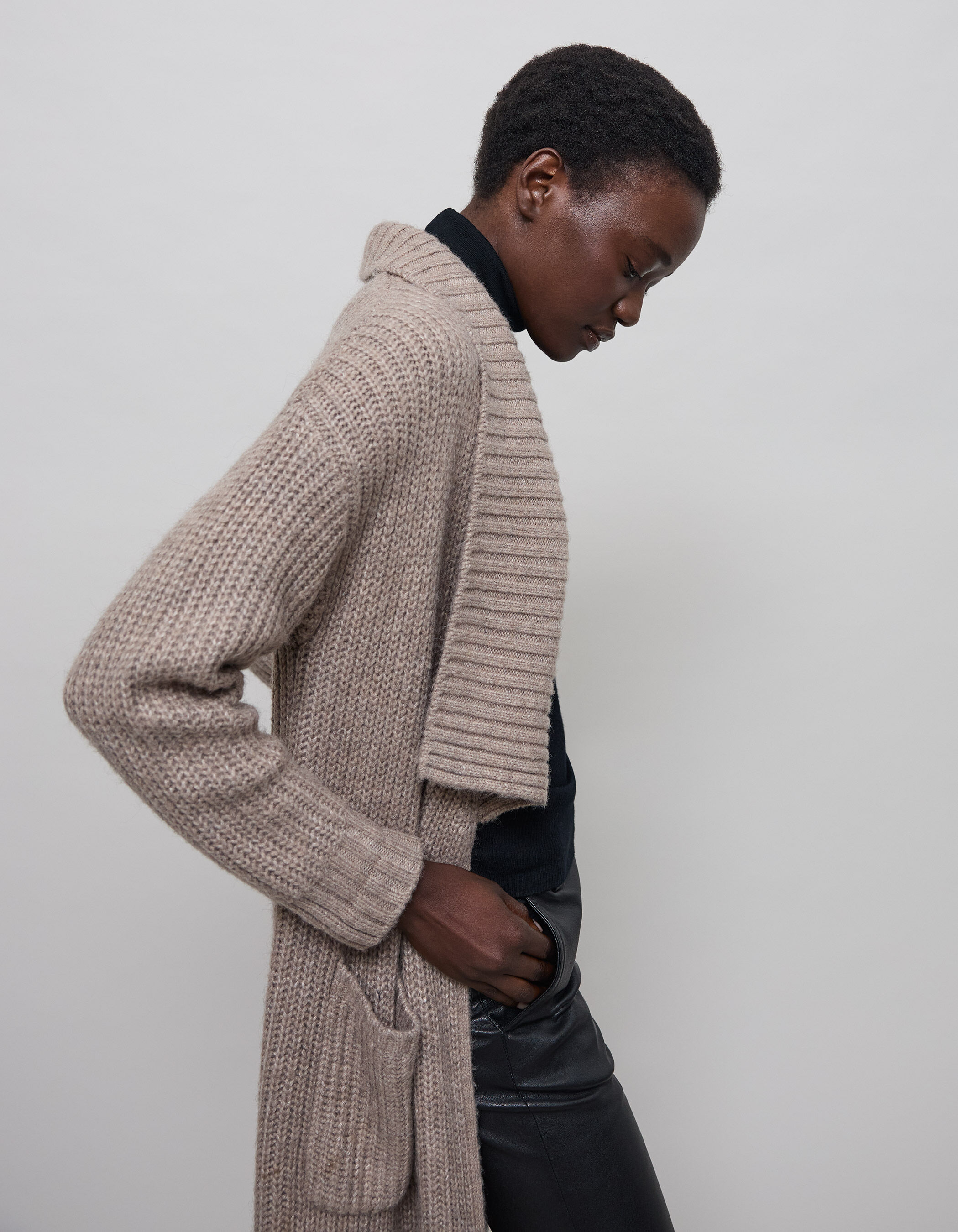 Long tan cardigan on sale